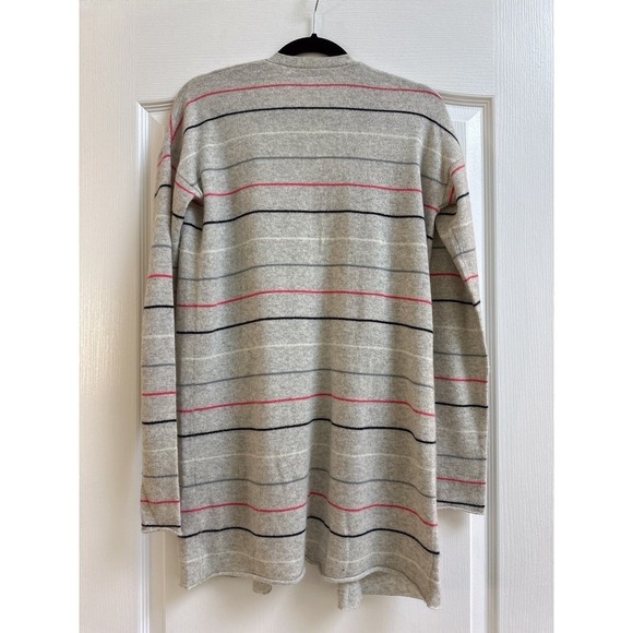 THEORY CASHMERE sweater Women Size M Open Front Gray Stripes Cardigan ($385) - Picture 2 of 10